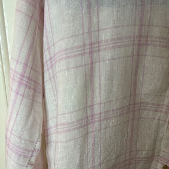 NWOT Free People No Limits White Lavender Plaid Linen Top Shirt Size XS Oversize - Picture 6 of 6